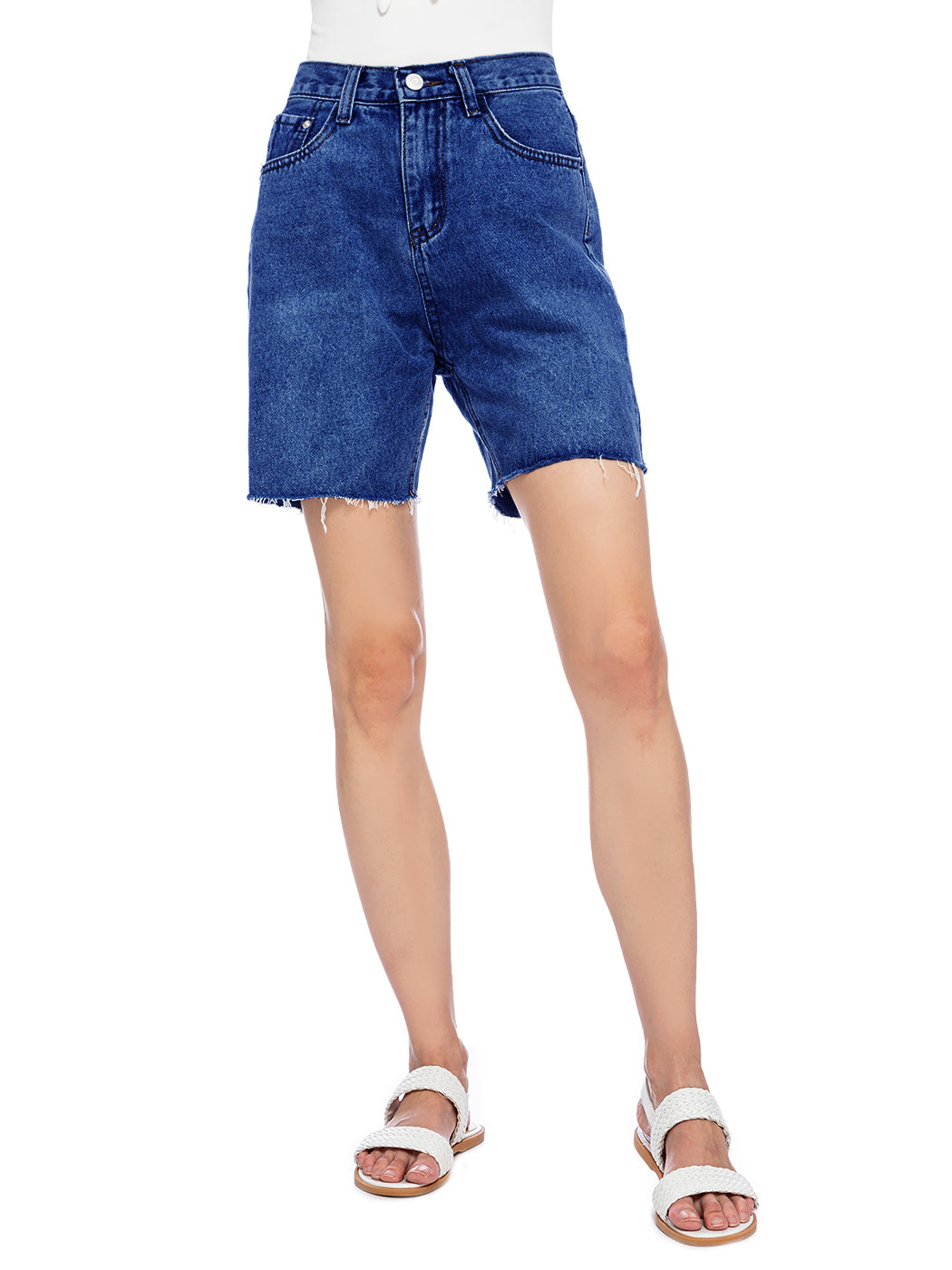 High Waisted Bermuda Denim Shorts