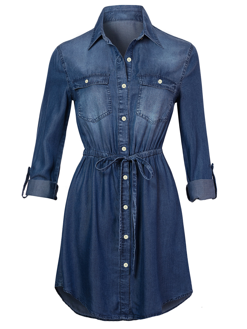 Denim Long-Sleeve Jean Shirt Dress