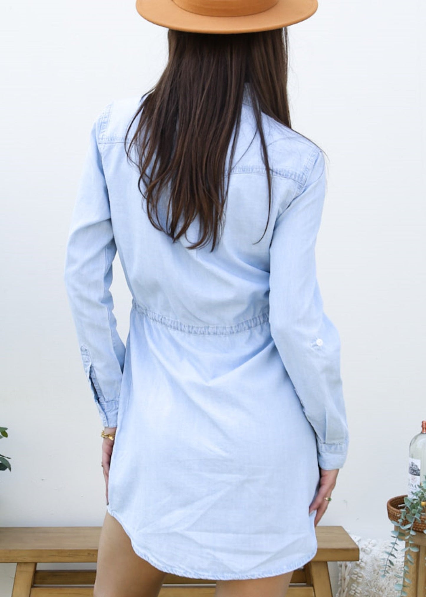 Denim Long-Sleeve Jean Shirt Dress