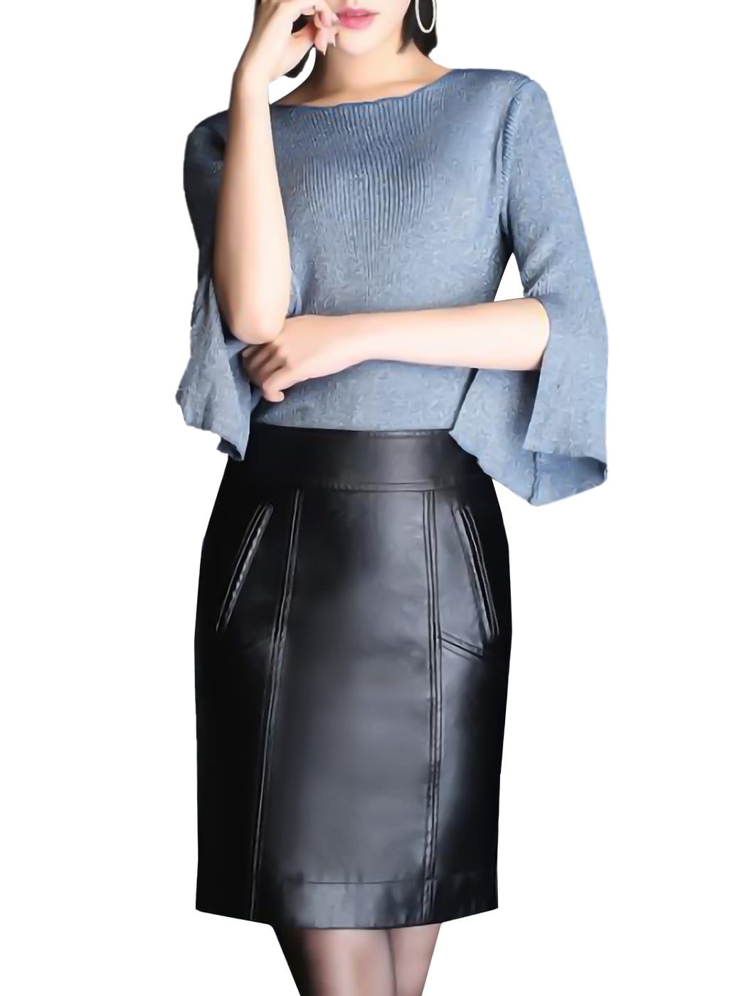 Faux Leather Black Pencil Skirt