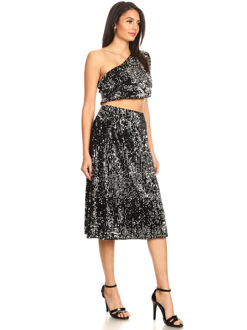 Sparkly Sequin Cocktail Top & Maxi Skirt