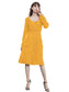 Long Sleeve Round Neck Button Dress With Pockets