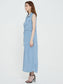 Adjustable Belt Sleeveless Button Down Denim Pocket Shirt Dress