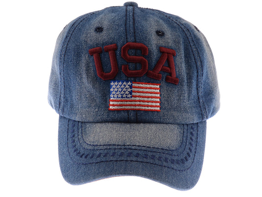 Anna-Kaci 4th of July American Embroidered USA Flag Cap Patch Washed Cotton Hat