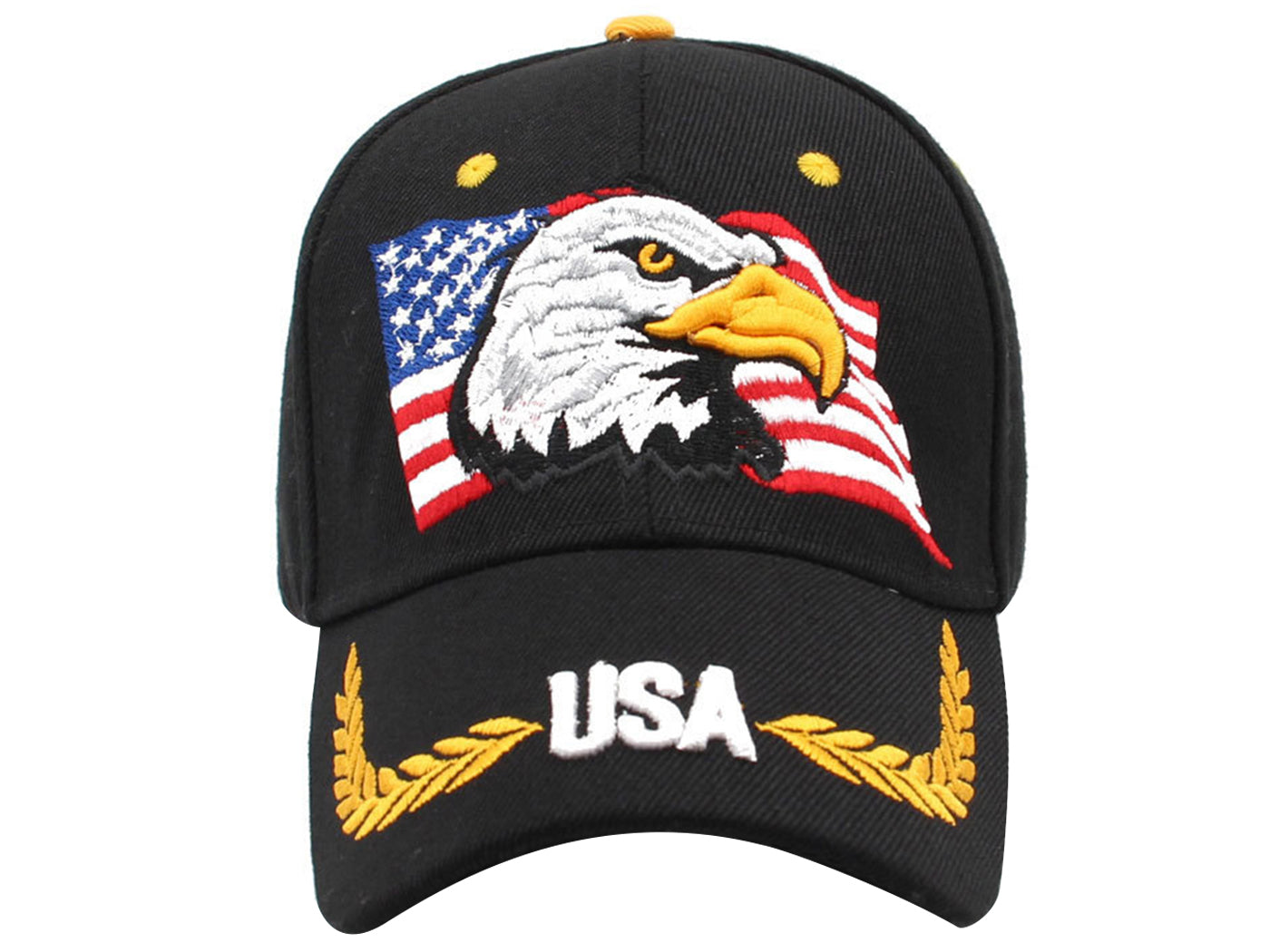 Anna-Kaci USA American Flag Patriotic Eagle Hawk Embossed 3D Adjustable Velcro Baseball Caps Hats