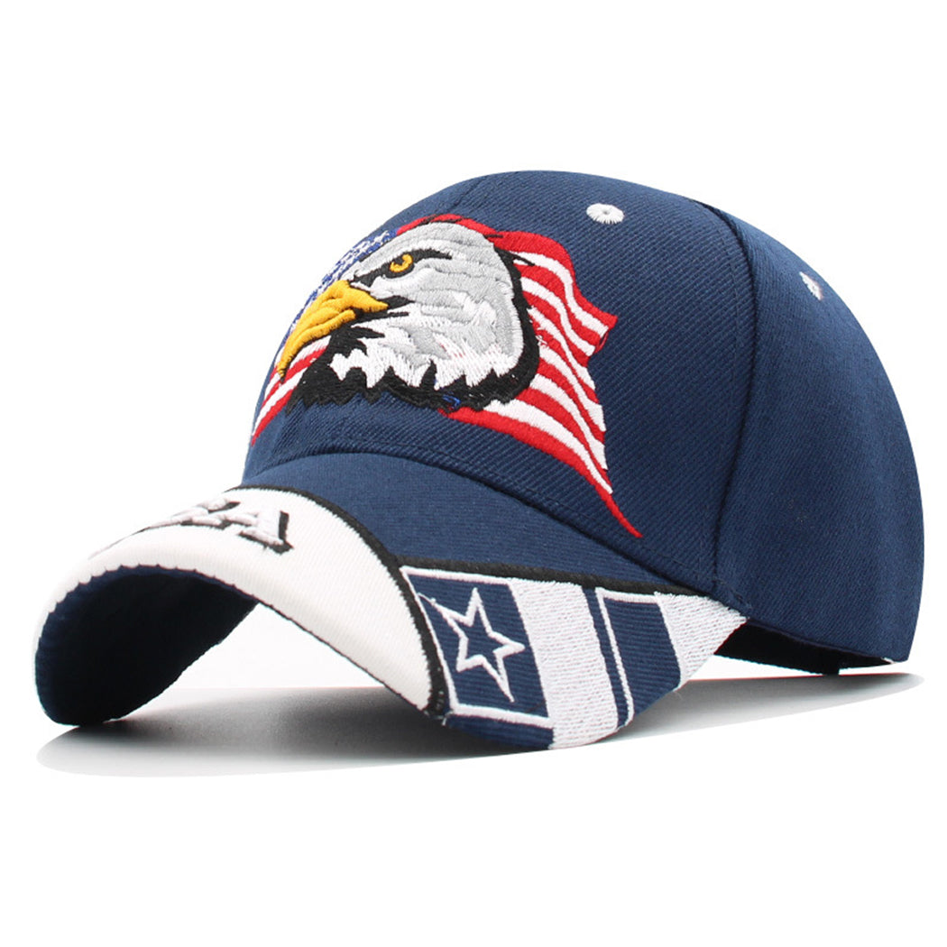 Anna-Kaci USA American Flag Patriotic Eagle Hawk Embossed 3D Adjustable Velcro Baseball Caps Hats