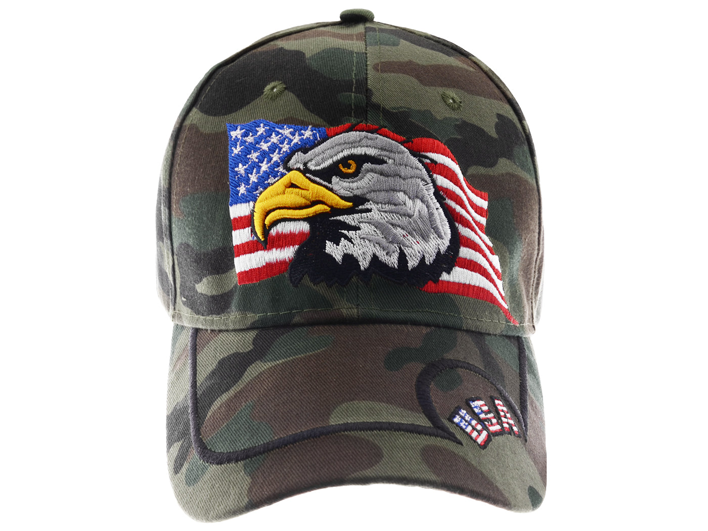 Anna-Kaci USA American Flag Patriotic Eagle Hawk Embossed 3D Adjustable Velcro Baseball Caps Hats