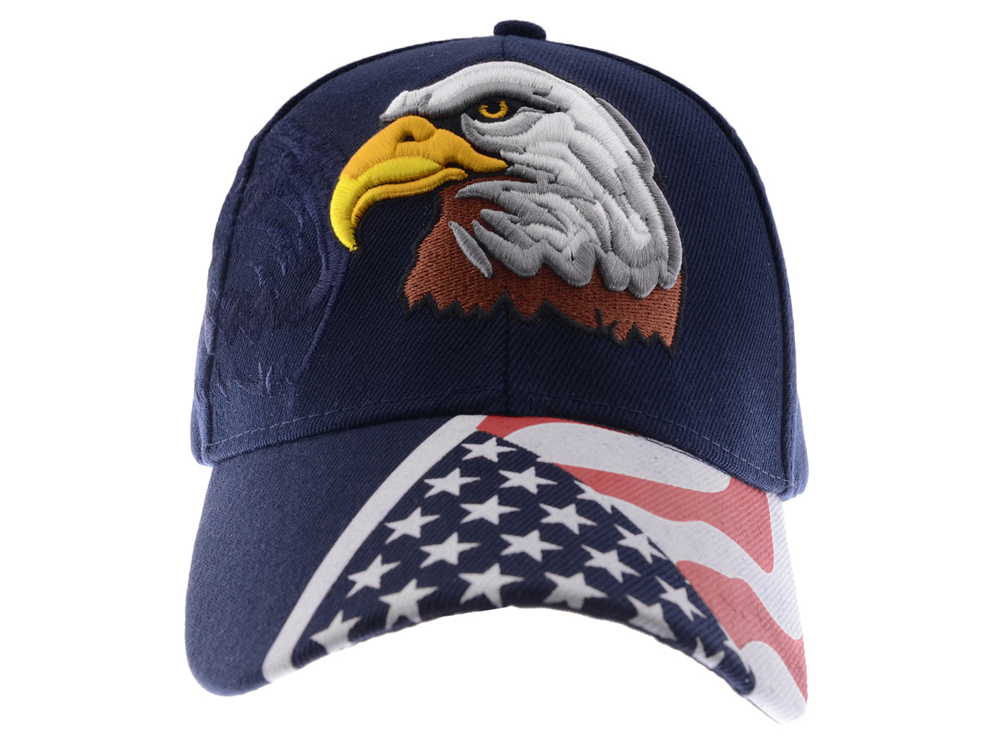 Anna-Kaci USA American Flag Patriotic Eagle Hawk Embossed 3D Adjustable Velcro Baseball Caps Hats