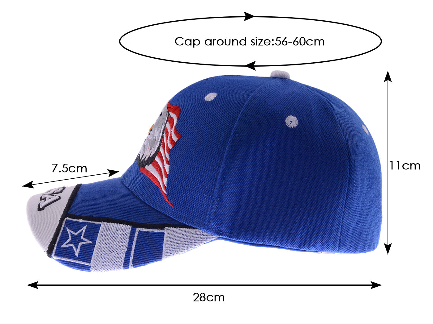 Anna-Kaci USA American Flag Patriotic Eagle Hawk Embossed 3D Adjustable Velcro Baseball Caps Hats