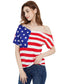 American USA Flag Top July of 4th Patriotic T-Shirt Blouse