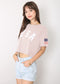 Anna-Kaci Women's Letter Print Crop Top Short Sleeve July 4th USA Flag T-Shirt