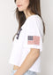 Anna-Kaci Women's Letter Print Crop Top Short Sleeve July 4th USA Flag T-Shirt