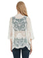 Short Embroidered Lace Kimono Crop Cardigan with Half Sleeves