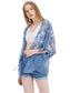 Short Embroidered Lace Kimono Crop Cardigan with Half Sleeves