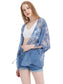 Womens Short Embroidered Lace Kimono Crop Cardigan with Half Sleeves