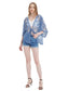 Womens Short Embroidered Lace Kimono Crop Cardigan with Half Sleeves