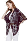 Short Embroidered Lace Kimono Crop Cardigan with Half Sleeves