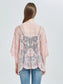 Womens Short Embroidered Lace Kimono Crop Cardigan with Half Sleeves