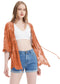 Short Embroidered Lace Kimono Crop Cardigan with Half Sleeves