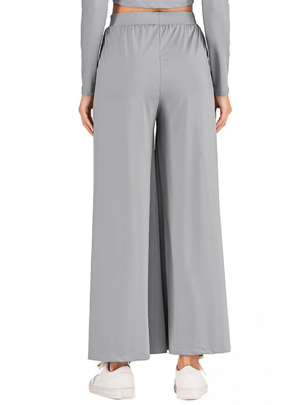 Elastic High Waist Casual Wide Leg Long Palazzo Lounge Pants Trousers