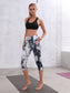 Printed High Waisted Blue White Yoga Gym Stretchy Capri Pants Leggings