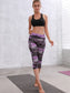 Printed High Waisted Blue White Yoga Gym Stretchy Capri Pants Leggings