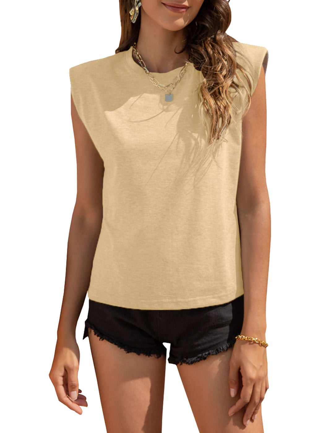 Shoulder Pad T-Shirt Tank Tops