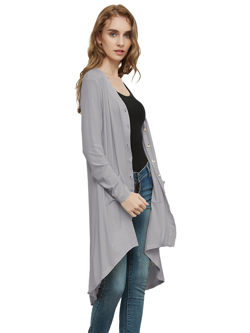 Long Sleeve Button Down Knit Ribbed Cardigan