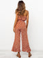 Off Shoulder Floral Wide Leg Chiffon Jumpsuit Romper