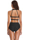 Women's Solid One Piece Strap Cross Hollow Swimsuit