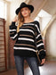 Sweaters Long Sleeve Crew Striped Oversized Knitted Pullover Tops