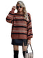 Sweaters Long Sleeve Crew Striped Oversized Knitted Pullover Tops