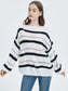 Sweaters Long Sleeve Crew Striped Oversized Knitted Pullover Tops