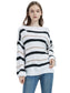 Sweaters Long Sleeve Crew Striped Oversized Knitted Pullover Tops