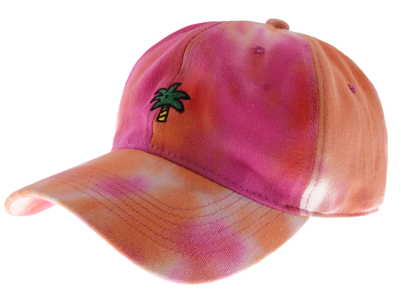 Anna-Kaci Unisex Tie Dyed Adjustable Baseball Caps Embroidery Pattern Cotton Washed Dad Hat