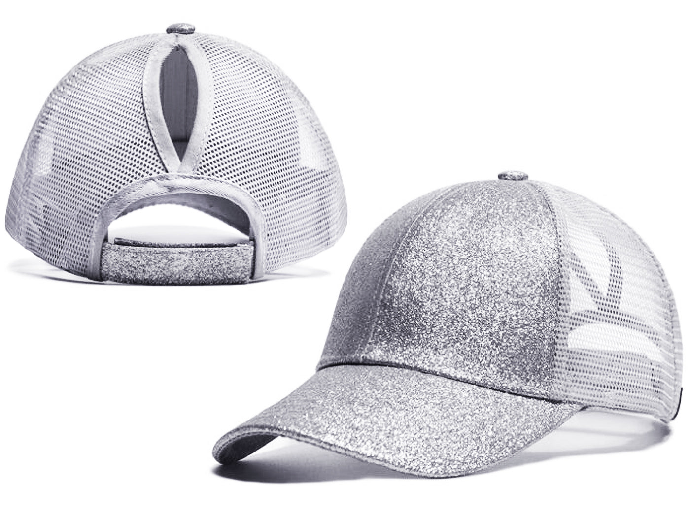 Anna-Kaci Womens Baseball Cap Glitter Ponytail Hat High Messy Bun Ponycap Trucker Dad Hat