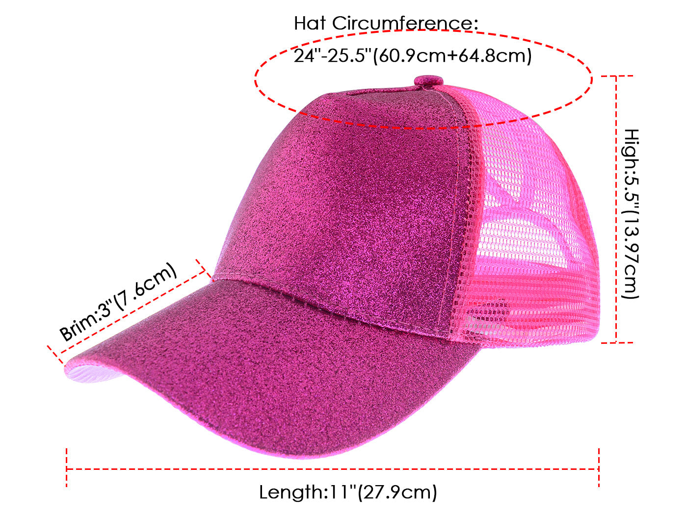 Anna-Kaci Womens Baseball Cap Glitter Ponytail Hat High Messy Bun Ponycap Trucker Dad Hat