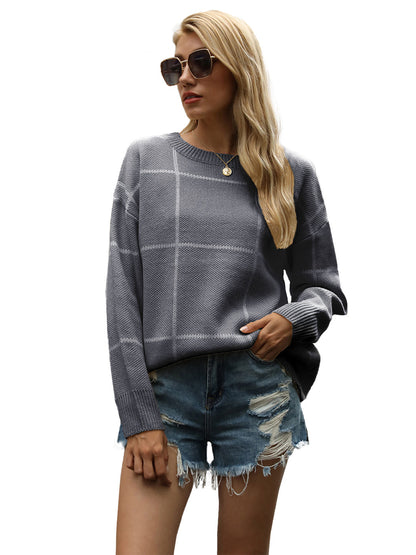 Crew Neck Ribbed Knit Pullover Sweater