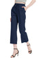 Solid Linen Cropped Pants Loose Drawstring Trousers with 4 Pockets Elastic Waist