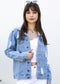 Detachable Hoodie Denim Distressed Jean Jacket