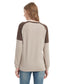 Casual Crewneck Sweatshirts Long Sleeve Color Block Blouses Side Slit Pullover Tops