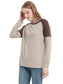 Casual Crewneck Sweatshirts Long Sleeve Color Block Blouses Side Slit Pullover Tops