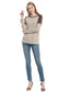 Casual Crewneck Sweatshirts Long Sleeve Color Block Blouses Side Slit Pullover Tops