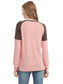 Casual Crewneck Sweatshirts Long Sleeve Color Block Blouses Side Slit Pullover Tops