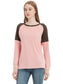 Casual Crewneck Sweatshirts Long Sleeve Color Block Blouses Side Slit Pullover Tops