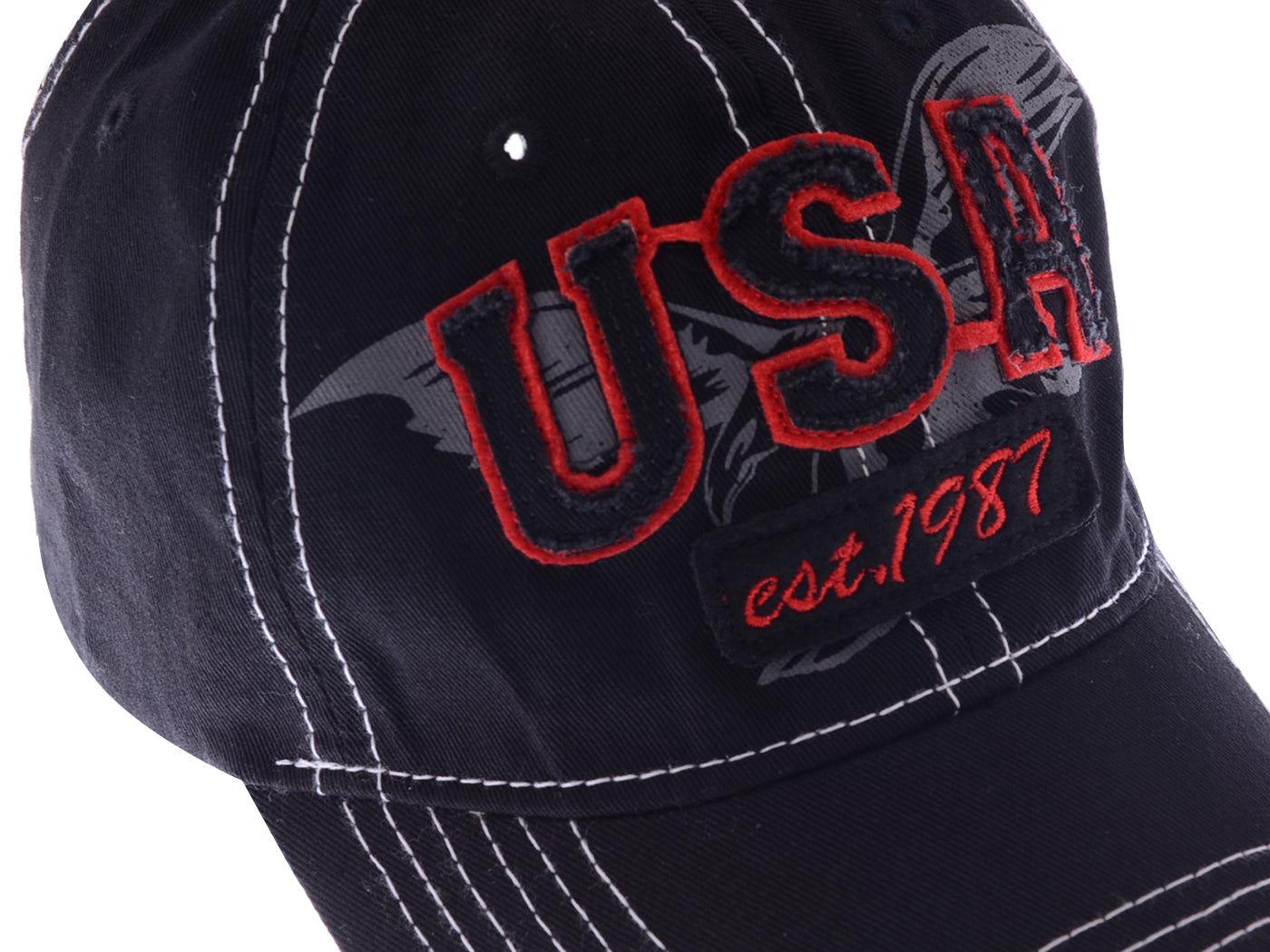 Anna-Kaci American USA Embroidered Washed Cotton Baseball Cap Polo Style