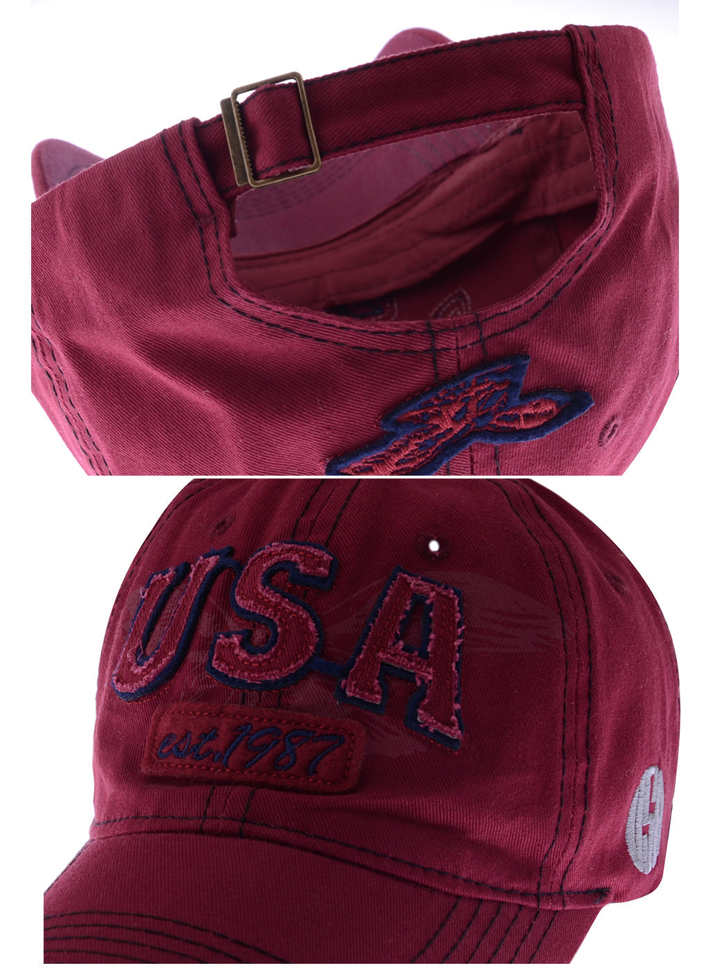 Anna-Kaci American USA Embroidered Washed Cotton Baseball Cap Polo Style