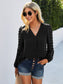 Chiffon Blouse V Neck Pom Pom Tops Long Sleeve Swiss Dot Shirts