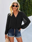 Chiffon Blouse V Neck Pom Pom Tops Long Sleeve Swiss Dot Shirts