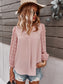 Chiffon Blouse V Neck Pom Pom Tops Long Sleeve Swiss Dot Shirts